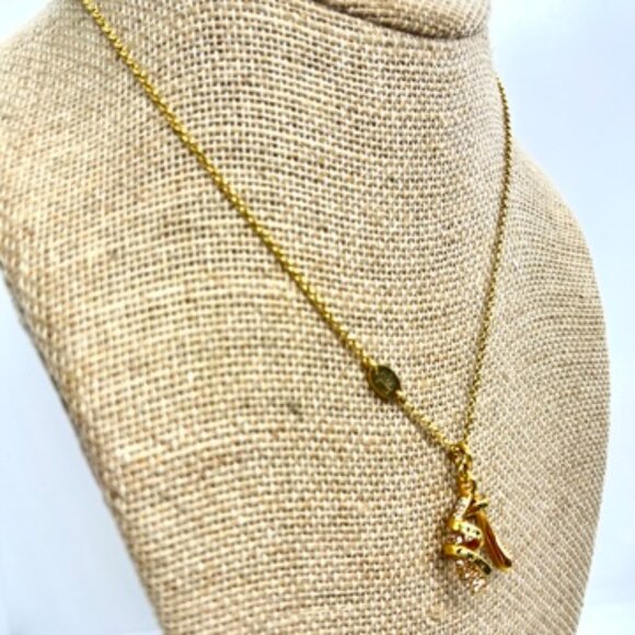VINTAGE JUICY COUTURE GOLD TONE WISHBONE NECKLACE PAVE CRYSTAL RHINESTONE CHARM - Picture 3 of 17